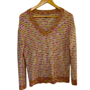 Peacocks multicolour v- neck sweater size medium